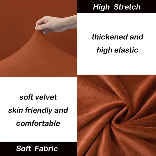 Miniatura 4 de OBCREAT Funda para sofá, 4 piezas, terciopelo elástico, para sofá de 3 cojines, funda de sofá suave con parte inferior elástica, protector