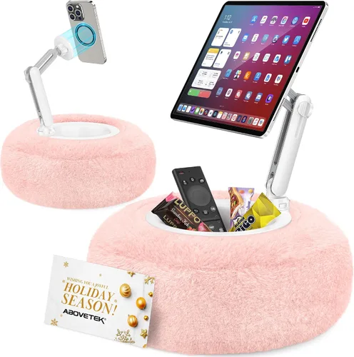 Miniatura 9 de AboveTEK Soporte de almohada Kindle, soporte magnético para iPad para cama con cuenco de aperitivo, almohada suave ajustable de 360° para leer, Gris