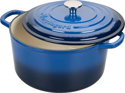 Miniatura 4 de VORRINGARD Olla de horno holandés de hierro fundido esmaltada con tapa, para hornear pan de masa madre, hornos holandeses redondos, 4.5 cuartos