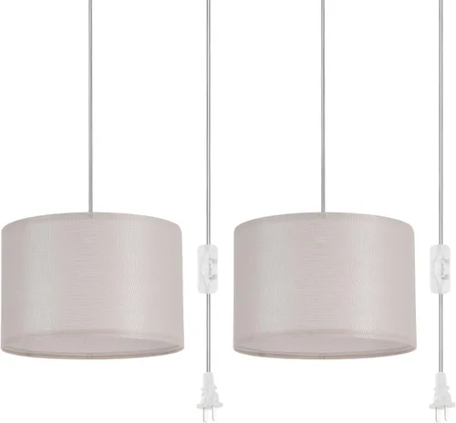 Miniatura 9 de Paquete de 2 lámparas colgantes enchufables, luz colgante con cable transparente de 15 pies, interruptor de encendido/apagado, pantalla de lámpara