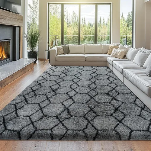 Miniatura 33 de Topmaxcs Alfombra de Área de Pelo Largo Negro para Dormitorio: 8x10 Alfombras de Área de Pelo Largo Esponjosas para Sala de Estar- Alfombras