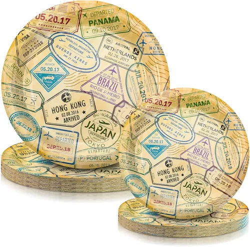 Miniatura 12 de Yungyan 50 platos temáticos de los años 50 de 9 y 7 pulgadas, platos de postre desechables de los años 50, vajilla de papel de calcetín hop, vajilla