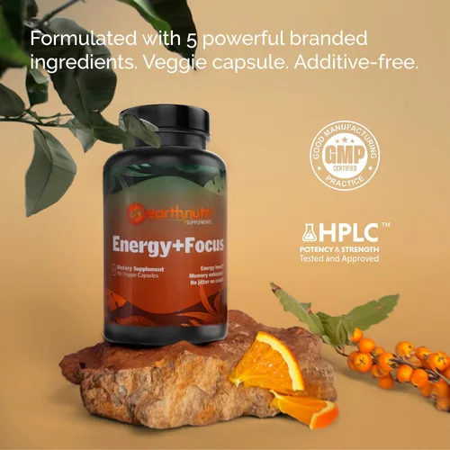 Miniatura 3 de EarthNutri Suplemento Energy + Focus – Aumento de energía y enfoque cerebral y memoria con PeakO2, AlphaSize, Cognizin, PurCaf, Teacrina, Acetil