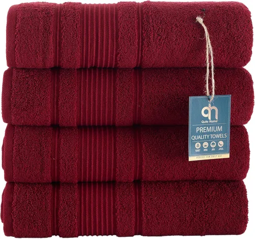 Miniatura 11 de Juego de 4 toallas de baño, 100% algodón turco prémium, toallas turcas de alta calidad para baño, de secado rápido, suaves y absorbentes, incluye 4