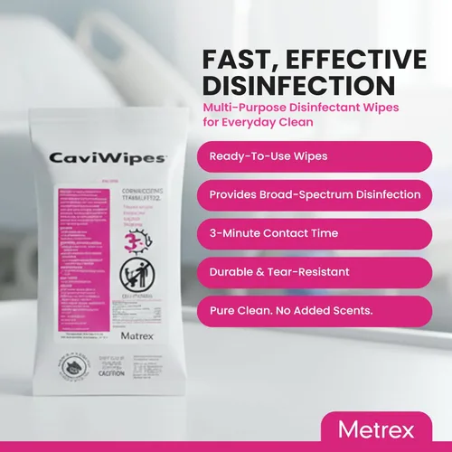 Miniatura 2 de Metrex CaviWipes - Toallitas desinfectantes no tejidas duraderas para superficies duras y no porosas en atención médica y laboratorio, pre-saturadas