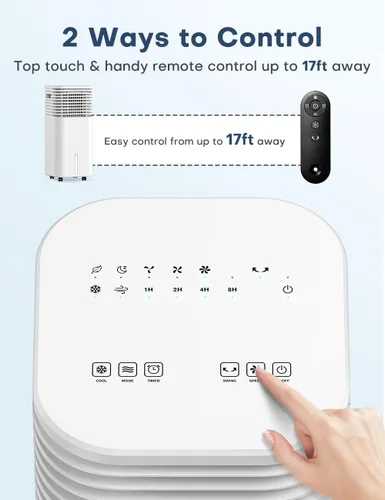 Miniatura 3 de Aire acondicionado portátil 4 en 1, enfriador de aire evaporativo con 4 modos y 3 velocidades, temporizador de 15 horas para apagado automático