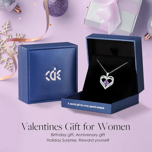 Miniatura 5 de CDE Forever Love - Collares con dije en forma de corazón, de plata de ley925 y con piedra de nacimiento y circonia para mujer, regalo de aniversario