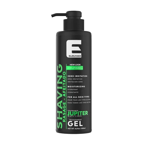 E Elegance Barber Accessories - Gel de afeitar transparente para hombres o mujeres, fragancia Júpiter menta/fresca, la solución de afeitado