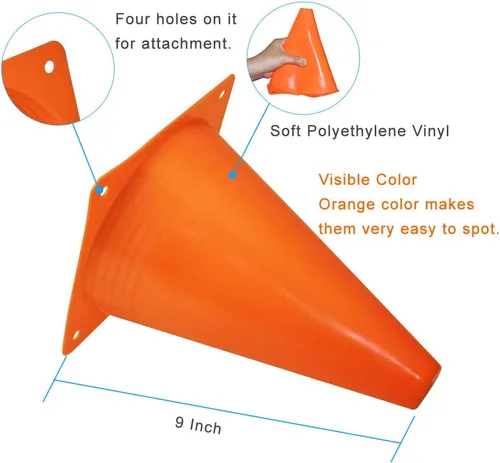 Miniatura 2 de Juego de conos de tráfico de 9 pulgadas de plástico para entrenamiento, conos deportivos, conos de marcador de campo de agilidad para entrenamientos