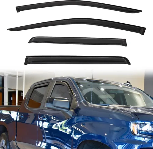 Miniatura 17 de 4 viseras adhesivas para ventana de ventilación de montaje exterior, para humo, sol, lluvia, compatibles con 15-23 F150 Crew Cab (Supercrew Cab)