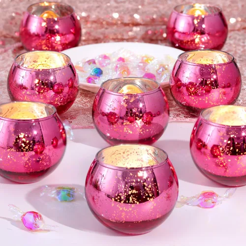 Miniatura 12 de 12 portavelas votivas doradas, portavelas de vidrio de mercurio dorado, decoraciones Diwali para el hogar, centros de mesa de boda para mesas
