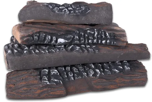 Troncos de gas, troncos de cerámica de 10 piezas para chimenea y hoguera, troncos realistas resistentes al calor, juego de troncos falsos apilables,