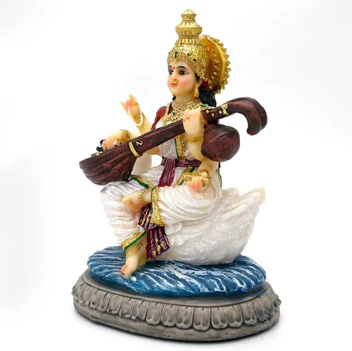 Miniatura 8 de alikiki Estatua de Saraswati de 5.5 pulgadas de alto Saraswati Puja Diwali Regalos Pooja Vasant Panchami Casa Oficina Templo Mandir Altar Yoga