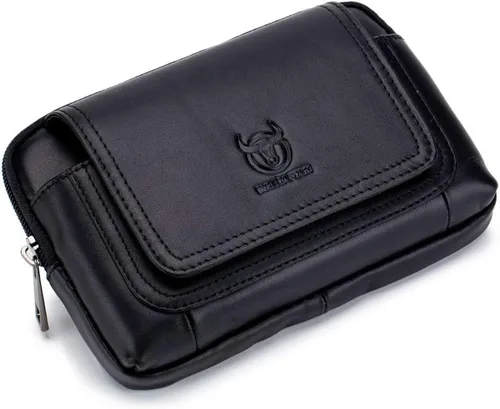 Miniatura 6 de Bolsa de cuero para cinturón de teléfono, bolsa horizontal para hombres, multiusos, con lazo, monedero, monedero, bolsa para teléfono celular