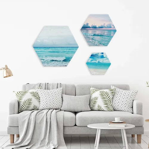 Miniatura 6 de HVEST Tableros de lienzo hexagonales para pintar, paneles de lienzo blanco en blanco para pintura acrílica de acuarela al óleo, paquete de 6