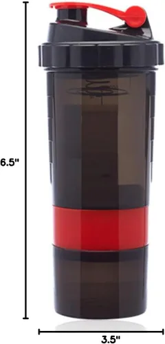 Miniatura 3 de Vaso coctelero rojo y negro, compartimentos de almacenamiento múltiples, 17 onzas