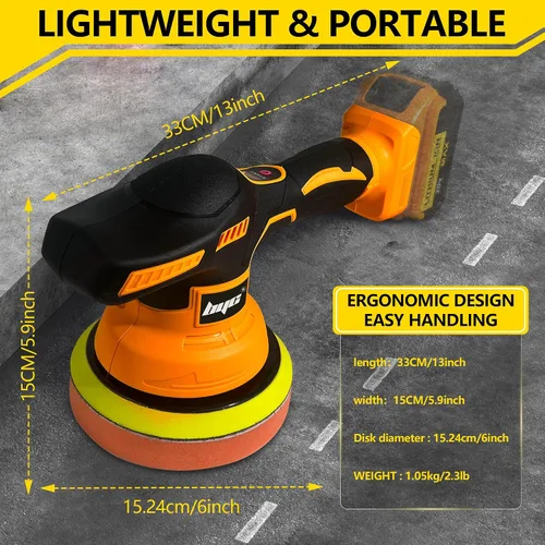Miniatura 7 de Pulidora de búfer de coche inalámbrica para batería Dewalt de 20V, kit de pulidora de búfer orbital portátil de 6 pulgadas, pulidora de coche de 8