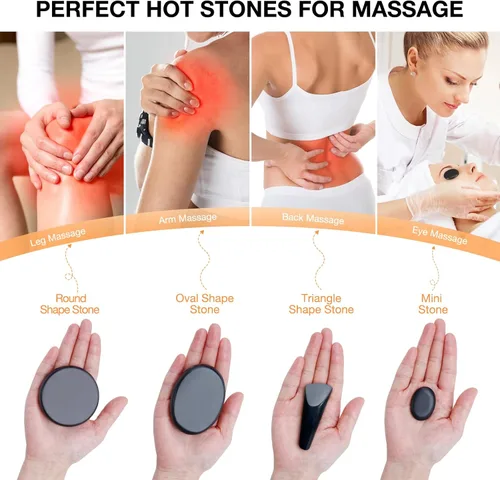 Miniatura 3 de Hot Stones - Juego de masaje, 18 piedras calientes de basalto con kit de calentador, piedras de masaje para spa profesional o en casa, relajación