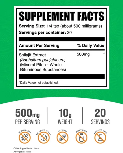 Miniatura 3 de BulkSupplements. com Shilajit Extracto en polvo – Suplemento de ácido fúlvico, suplemento Shilajit – Sin gluten, 500 mg por porción de polvo