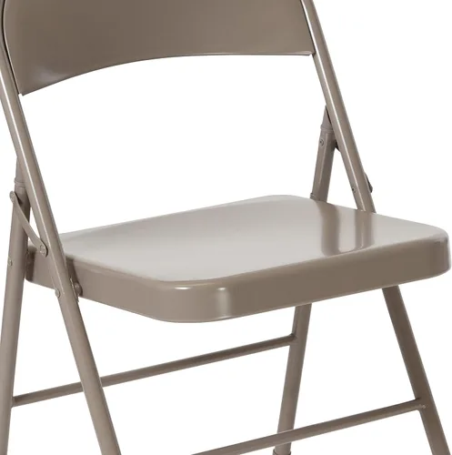Miniatura 7 de Flash Furniture Paquete de 4 sillas plegables de metal gris con doble refuerzo de la serie HERCULES