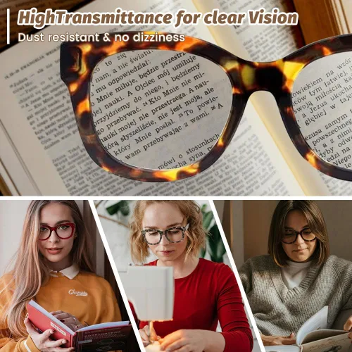 Miniatura 5 de JiSoo Gafas de lectura de gran tamaño para mujeres y hombres, elegantes lentes de diseño para mujeres con marco grande