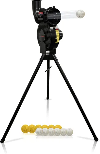 Miniatura 7 de PowerNet Launch F-lite Softball & Baseball Pitching Machine, Dimpled Practice Balls, Bucket of Baseballs, Coaching Bucket Bundle for Pitching