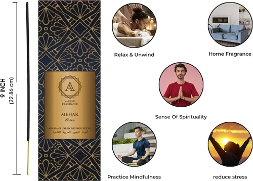 Miniatura 7 de AAKRITI - Varillas de incienso de lujo natural de alta calidad, de larga duración, no tóxicas, relajantes, energizantes, refrescantes, meditaciones