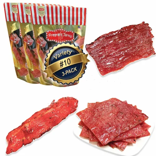 Miniatura 10 de Paquete variado #5 Singapore Beef Jerky, a la parrilla al fuego, enviado el mismo día (12 onzas en total) – incluye carne de res sabor original