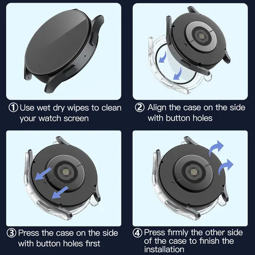 Miniatura 7 de Misxi - Juego de 2 fundas rígidas de policarbonato con protector de pantalla para Samsung Galaxy Watch 5 Galaxy Watch 4 de 40 mm, funda ultradelgada