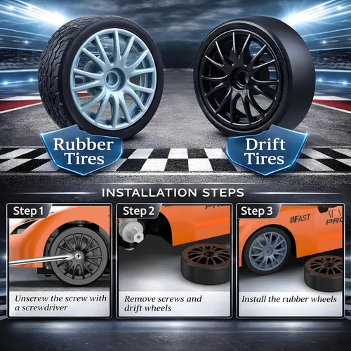 Miniatura 6 de Auto de control remoto RC Drift Car 2.4GHz escala 1:24 4WD 15KM/H Modelo de vehículo de alta velocidad con luces LED Drifting Tire Racing Sport Toy
