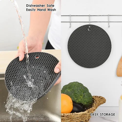 Miniatura 7 de Salvamanteles de silicona de goma de silicona para sartenes calientes y ollas, manteles individuales resistentes al calor, paquete de 4, tamaño: 7 x