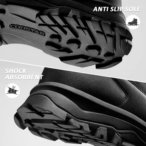 Miniatura 6 de Coostar Botas tácticas para hombre, ligeras, botas de combate militar, botas de trabajo con cremallera lateral, botas de motocicleta