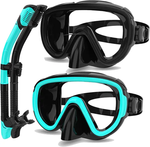 Miniatura 19 de Juego de 2 máscaras de esnórquel seco para adultos, máscara de buceo, gafas de natación, máscara de buceo, cubierta de nariz, buceo gratis