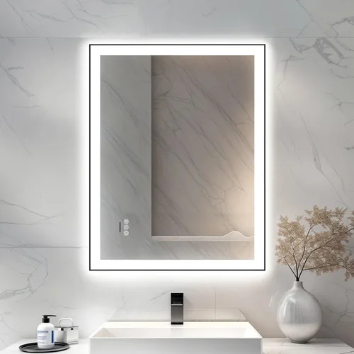 Miniatura 13 de Espejo de baño LED de 24 x 32 pulgadas con luces – antiniebla, regulable, retroiluminado e iluminado frontalmente, espejo de tocador iluminado