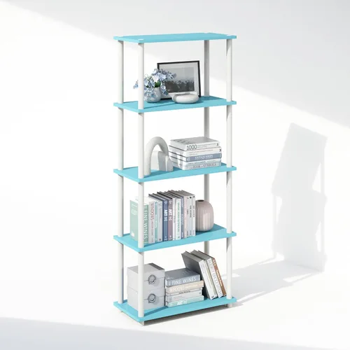 Miniatura 23 de Furinno Turn-N-Tube Estantes de almacenamiento, estante esquinero de 4 niveles, estante de exhibición de montaje sin herramientas, estantería
