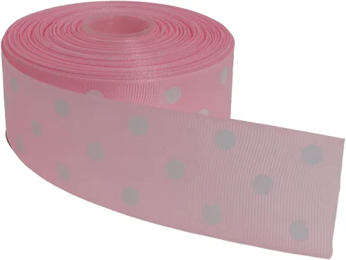 Miniatura 39 de Cinta de grogrén de lunares de 25 yardas cada rollo 100% poliéster (1 pulgada, beige)