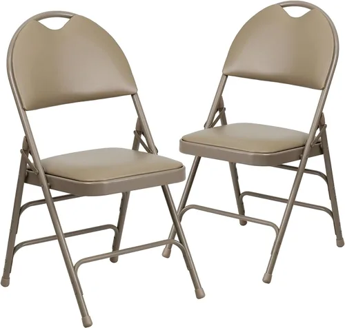 Miniatura 16 de Flash Furniture HERCULES Series Ultra Premium Triple Braced Black Vinyl Metal Silla plegable con asa fácil de transportar Marco negro de vinilo.