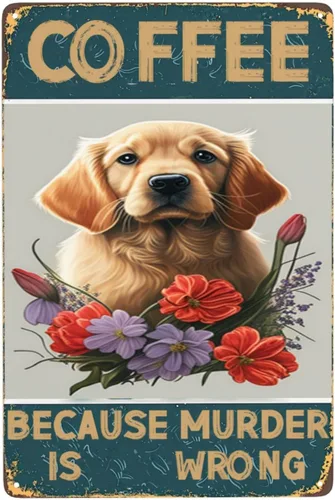 Miniatura 12 de Cartel de metal vintage con texto en inglés «Coffee Because Murder Is Wrong» con texto en inglés «Coffee Because Murder Is Wrong», «Cute Camel and