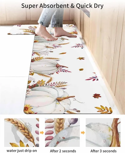 Miniatura 4 de Tapete de baño de calabaza de otoño, antideslizante, de secado rápido y absorbente, de tierra de diatomeas, para fregadero de cocina, lavable