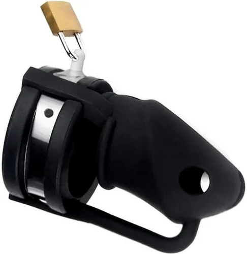 Jaula de silicona para el pene con candado de metal, goma suave, dispositivo de castidad para el pene masculino, jaula para adultos, juguete sexual