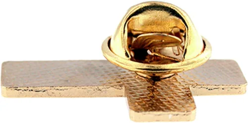 Miniatura 2 de PinMart Cruz patriótica con bandera estadounidense ondeando la bandera de Estados Unidos – Pin de solapa esmaltado – SecureClutch Back