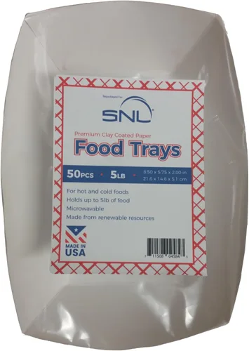 Miniatura 4 de SNL Bandejas de papel de 5 libras, duraderas, fabricadas en Estados Unidos. Capacidad para nachos, papas fritas, perros de maíz caliente, helados