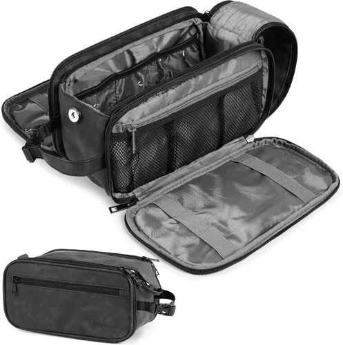 Miniatura 14 de PAVILIA Neceser para hombres y mujeres, bolsa de viaje, estuche organizador de artículos de tocador, artículos esenciales de viaje, kit de afeitado