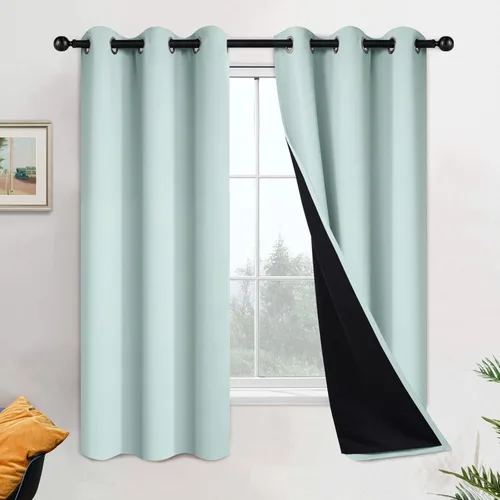 Yakamok - Paneles forrados 100% opacos, cortinas opacas con aislamiento térmico para oscurecer la habitación, bloqueo de calor (42 pulgadas de ancho