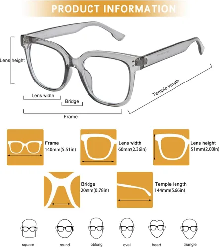 Miniatura 4 de DUCO Gafas superligeras con bloqueo de luz azul para lectura y juegos, anti luz azul, 100% protección UV DC5210