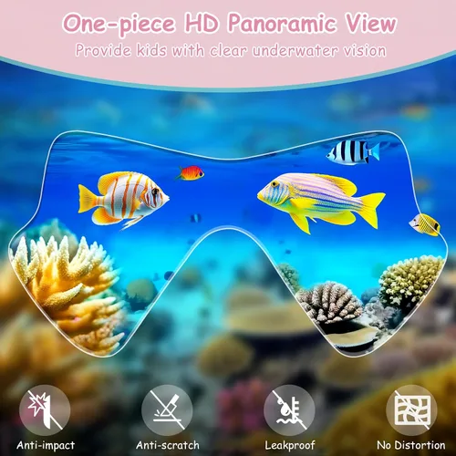 Miniatura 3 de Gafas de natación para niños con cubierta de nariz para jóvenes de 8 a 15 años, antivaho HD Visión Gafas de piscina gafas de natación de agua Rosa