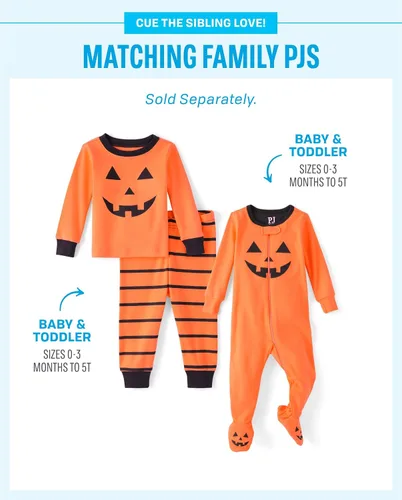 Miniatura 5 de The Children's Place Pijama de calabaza de Halloween para bebé y niño, algodón