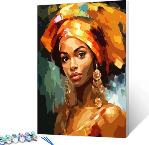 Miniatura 19 de Tucocoo Pintura por números para adultos, kits de pintura al óleo digital sobre lienzo con pinceles y pigmento acrílico, hermoso retrato de niña