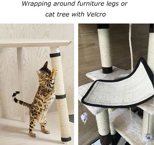 Miniatura 3 de Alfombrilla rascador de sisal natural para gatos y protectores de muebles, alfombrilla rascador para gatos, para sofá, silla y alfombras de pared