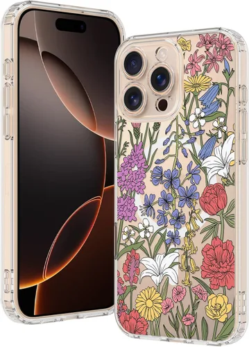 Miniatura 29 de OOK Magnetic for iPhone 17 Case Clear Pretty Flower Girls Women [Not Yellowing][Screen Protector] [ MagSafe Compatible] with Full Camera Lens
